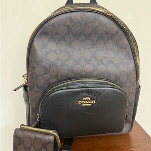 Coach Signature Brown and Black Backpack